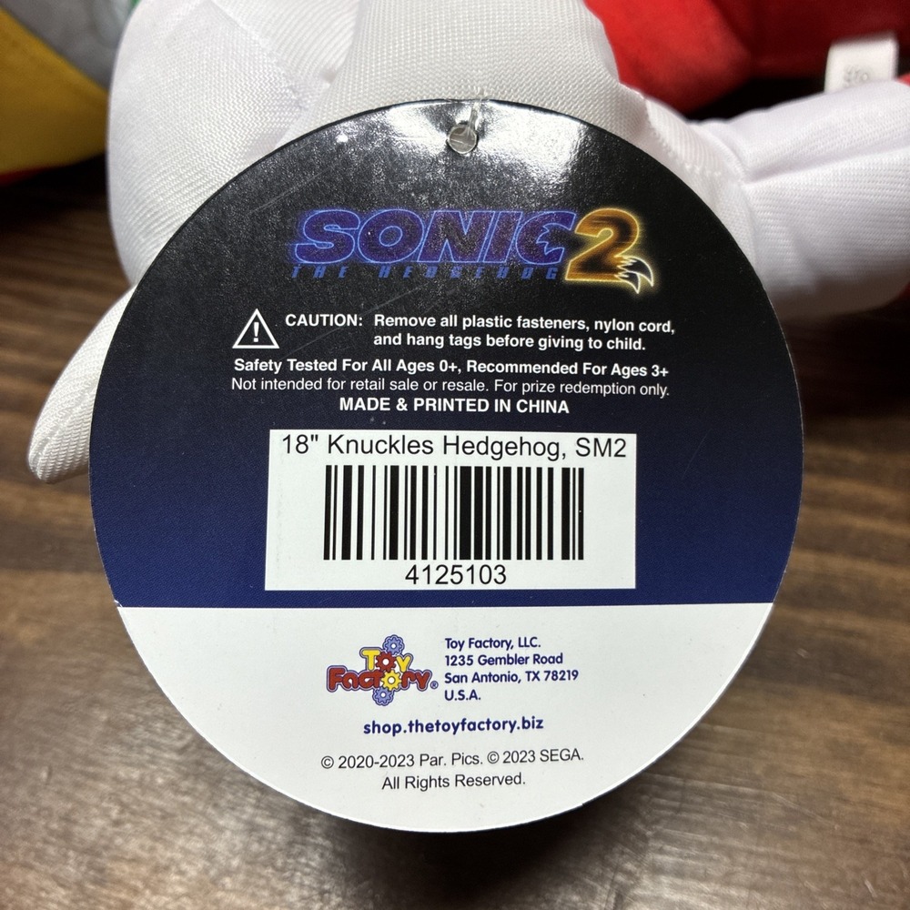 Sonic The Hedgehog Movie 2 Knuckles Plush Toy Factory NWT NEW 2023 SEGA 18" - Picture 4 of 7